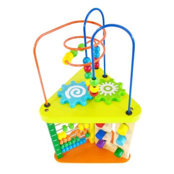 Wooden Toddler Activity Table with Numbers, Shape Sorter, Gears and Blocks