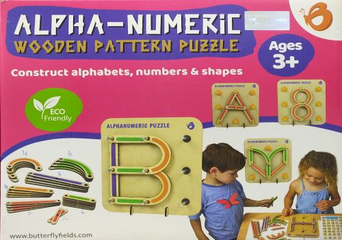Alpha-Numeric Wooden Pattern Puzzle
