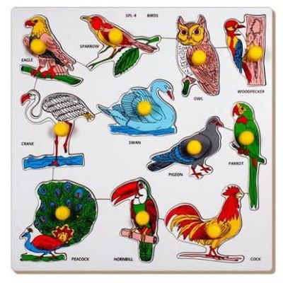 Wooden Tray- Birds Single piece lift out Puzzle- large